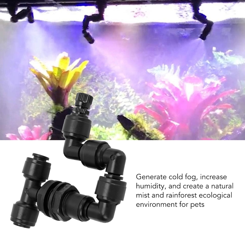 Misting Nozzle Reptile - PP製爬虫類用フォガー、調整可能なノズル、ブラック、水槽用ミストスプリンクラー、1/4インチクイックフィットポート、細かいミストスプレー、テラリウム用フォガー