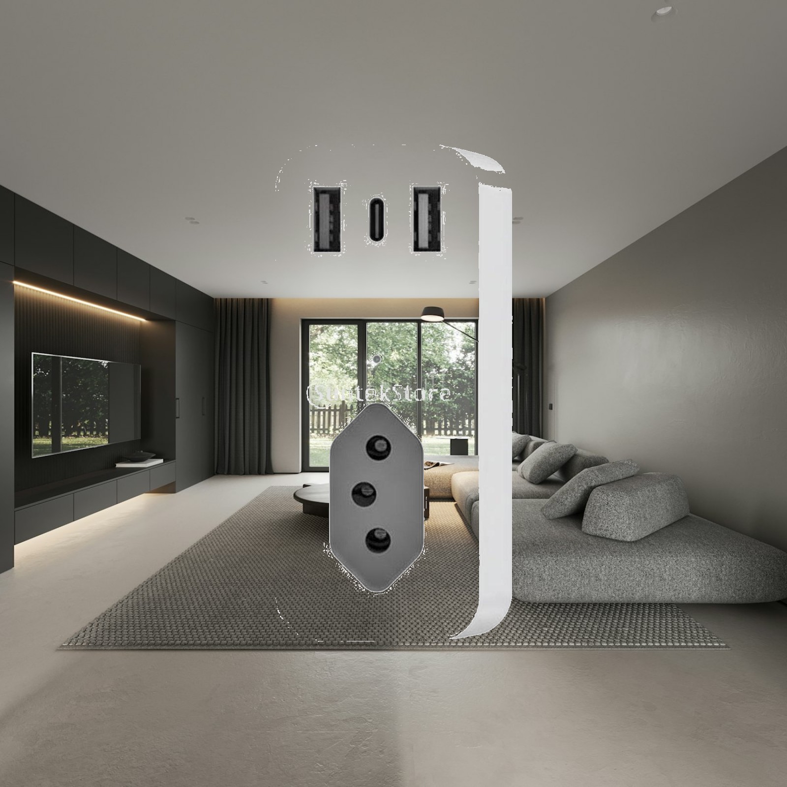 Timer Dual Outlet - ブラジル式コンセントに対応した、音声操作可能なスマートプラグ。エネルギー消費量をモニタリングし、タイマー機能とデュアルUSBポートを搭載。