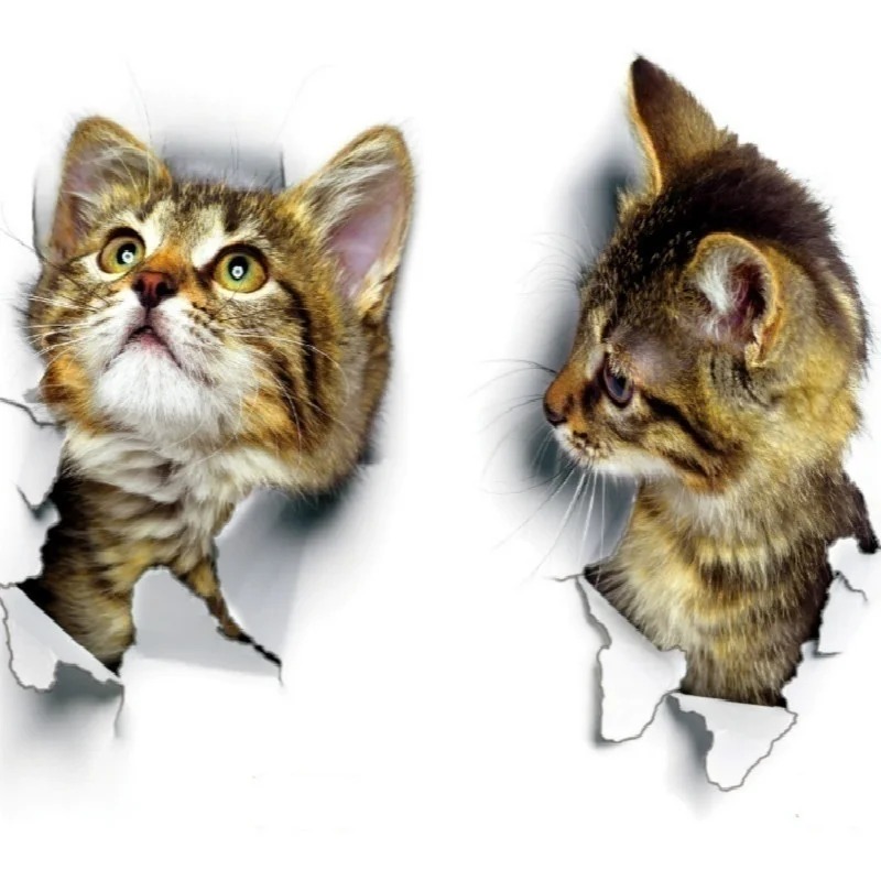 子供のための取り外し可能な自己粘着性の3D壁紙,かわいい猫, - Pvc Panel Background のレビューと価格
