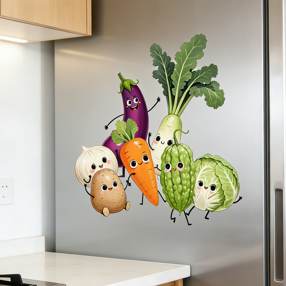 感情を表現できる、お部屋の装飾に使える野菜のウォールステッカ - Pvc Panel Background のレビューと価格