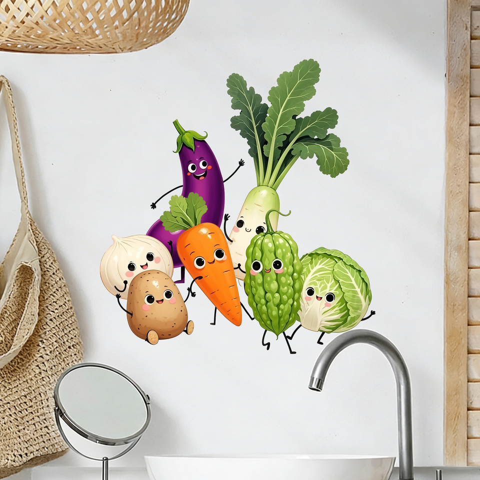 感情を表現できる、お部屋の装飾に使える野菜のウォールステッカ - Pvc Panel Background のレビューと価格